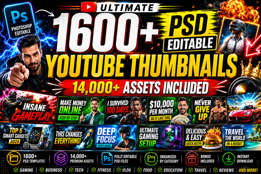 1600+ Ultimate Youtube Thumbnail Bundle - Instant Download Link